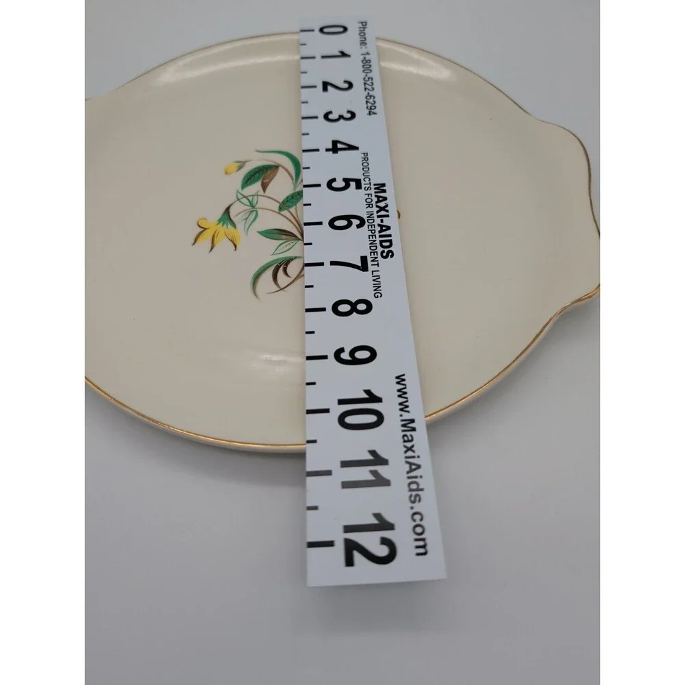 Vtg Salem China Starlight Double Handled Round Platter Yellow Flowers